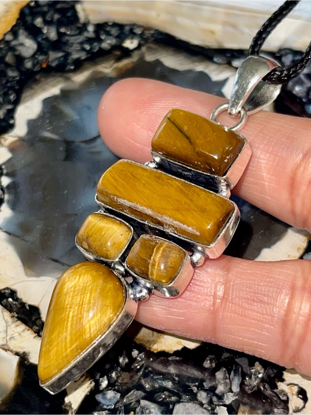 Beautiful Chatoyant Tiger Eye Pendant 2 1/2”